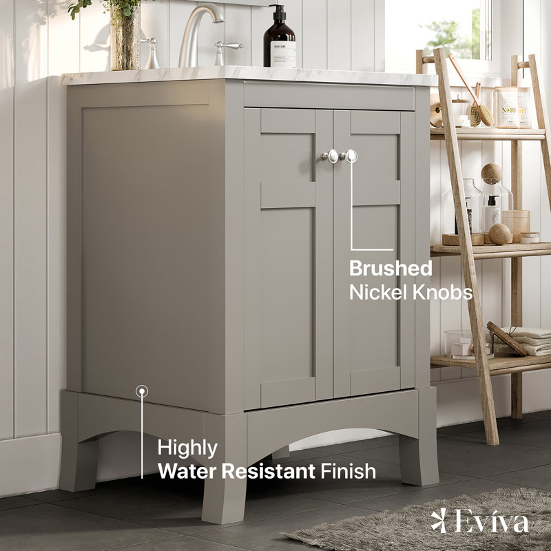 Ensemble de meuble-lavabo simple 24 po avec plateau en marbre de Carrare Clamart