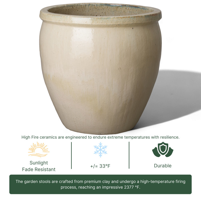 Kenedy Handmade Ceramic Planter, White, 15" H x 15" W x 15" D