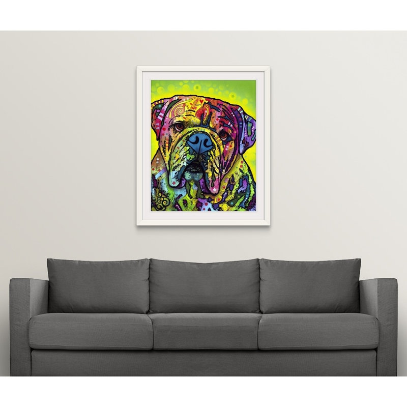 « hey bouledogue », impression, H 28 po x l 24 po x P 1 po, Cadre blanc