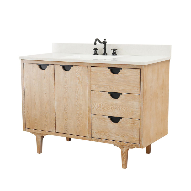 49'' Single Bathroom Vanity with Engineered Stone Top, Weathered Neutral
