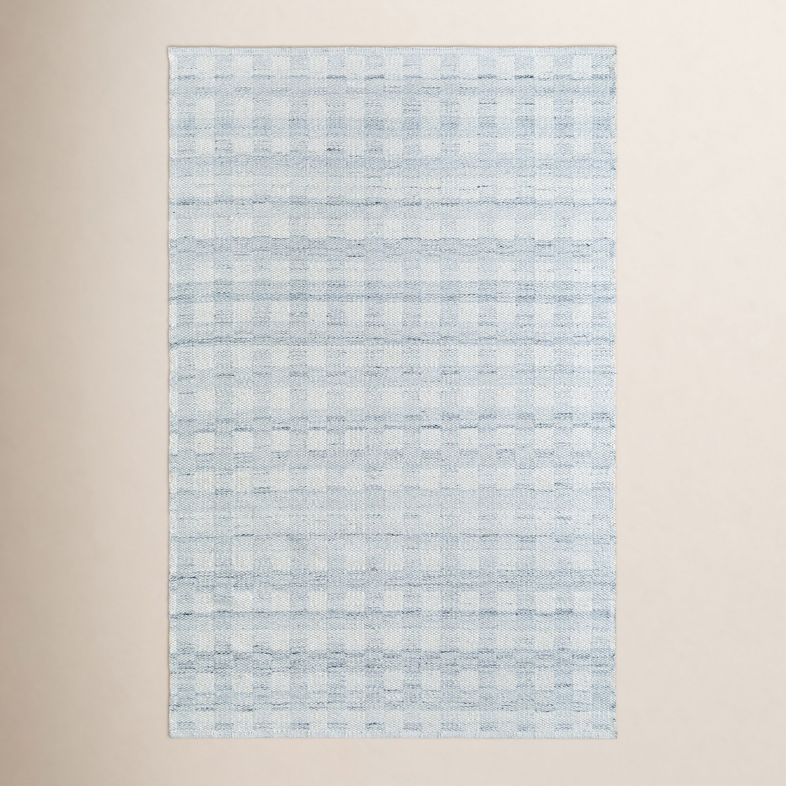 Lavande Hand-Woven Plaid Gray Rug, Rectangle 6' x 9'