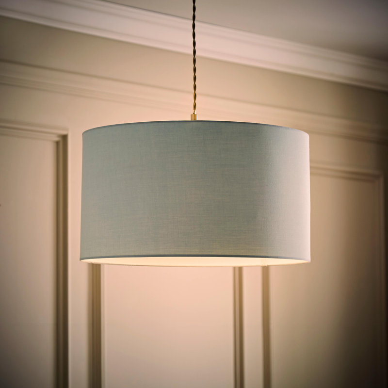 Blended Fabric Drum Lamp Shade ( Slip-On ), Blue, 25cm H x 45cm W x 45cm D