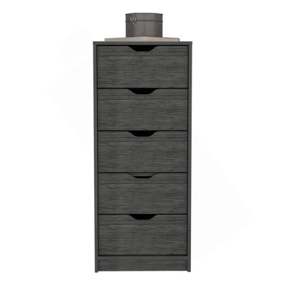 Commode étroite à 5 tiroirs, commode de rangement, chambre à coucher, chêne fumé 42H