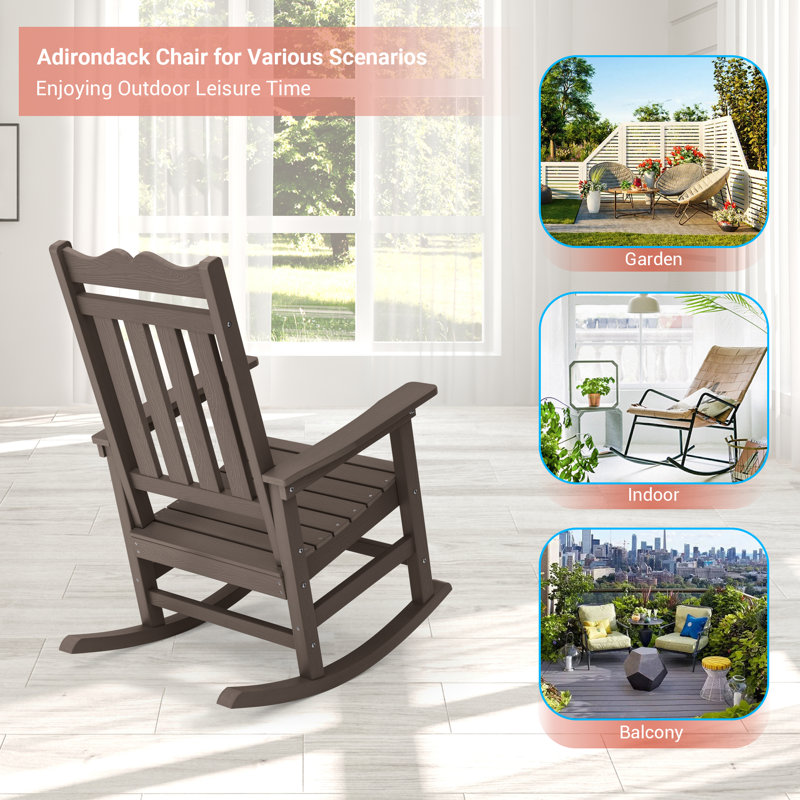 Chaise Adirondack berçante en plastique Liebwin, Brun