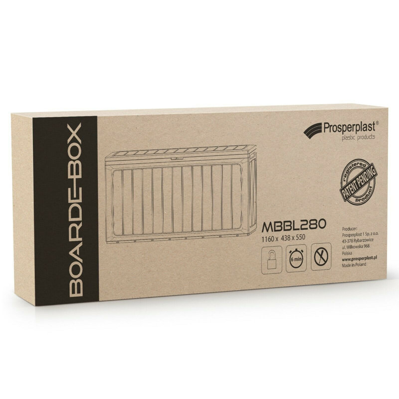WFX Utility 116cm W 280L Water Resistant Plastic Lockable Deck Box in Black