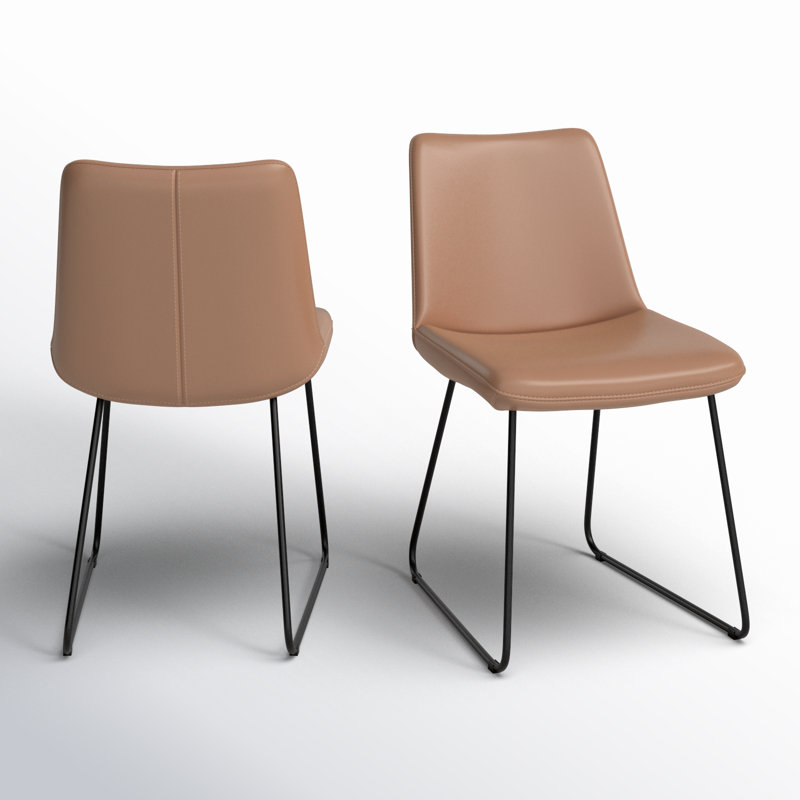 Chaise d'appoint rembourrée en cuir Luckas, Cuir véritable brun