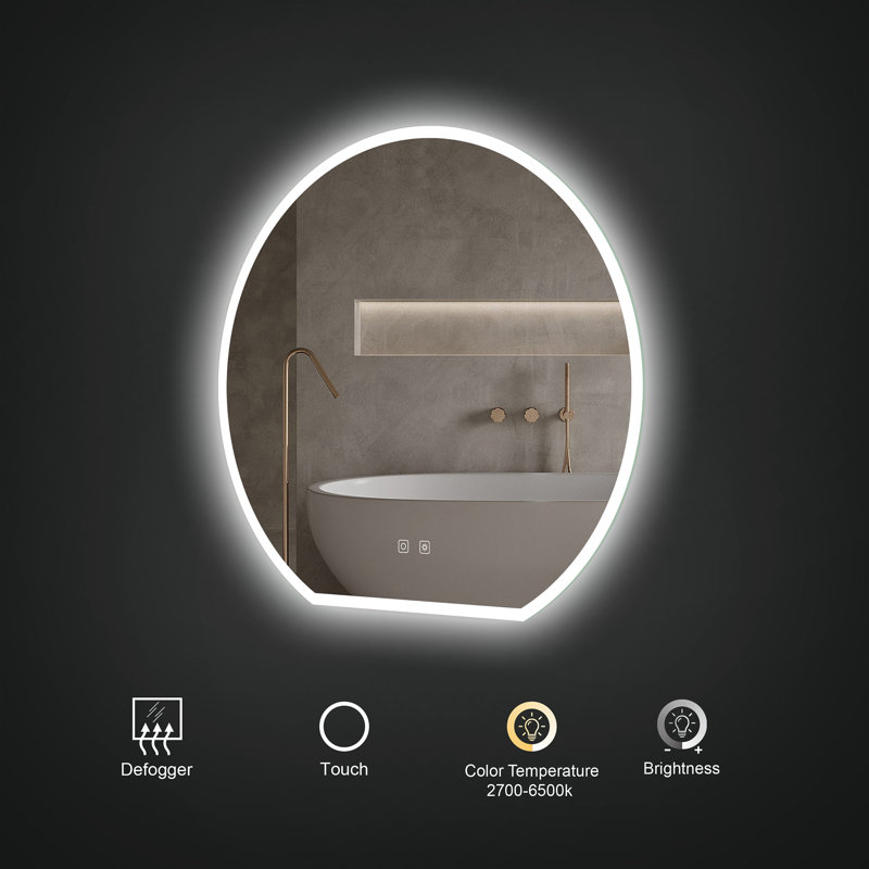 Hudson 32" x 30" LED Wall Mounted Mirror, Adjustable Temperature & Brightness, Heated Defogger, Memory Settings
