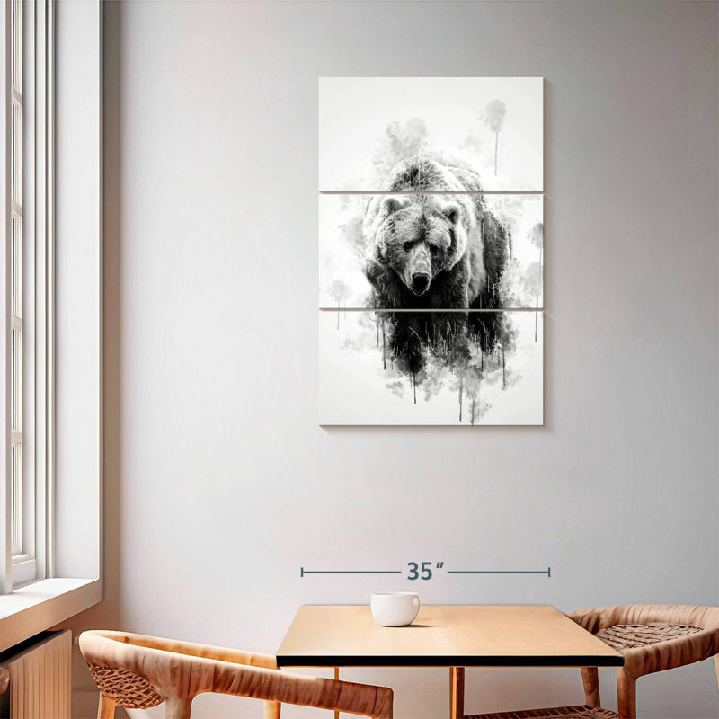 Brampt Brown Bear Black And White, 57" H x 36" W