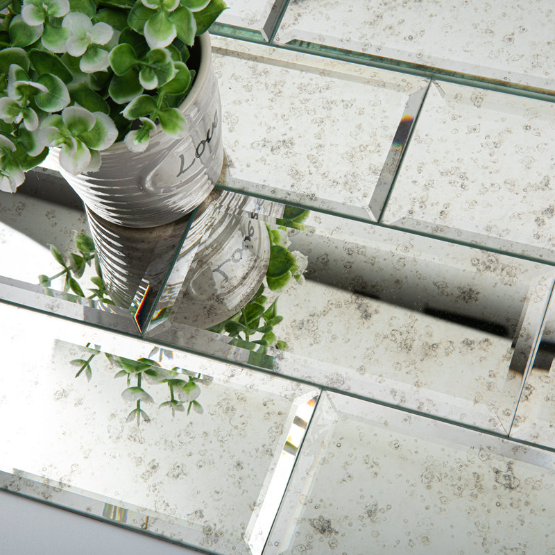 Carreau de miroir Lovdeco Peel and Stick, Argent antique - 3 x 6 po