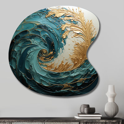 Enfield - Abstract Spirals Unique Shape Metal Wall Art, Gold Asymmetrical Metal Art Print