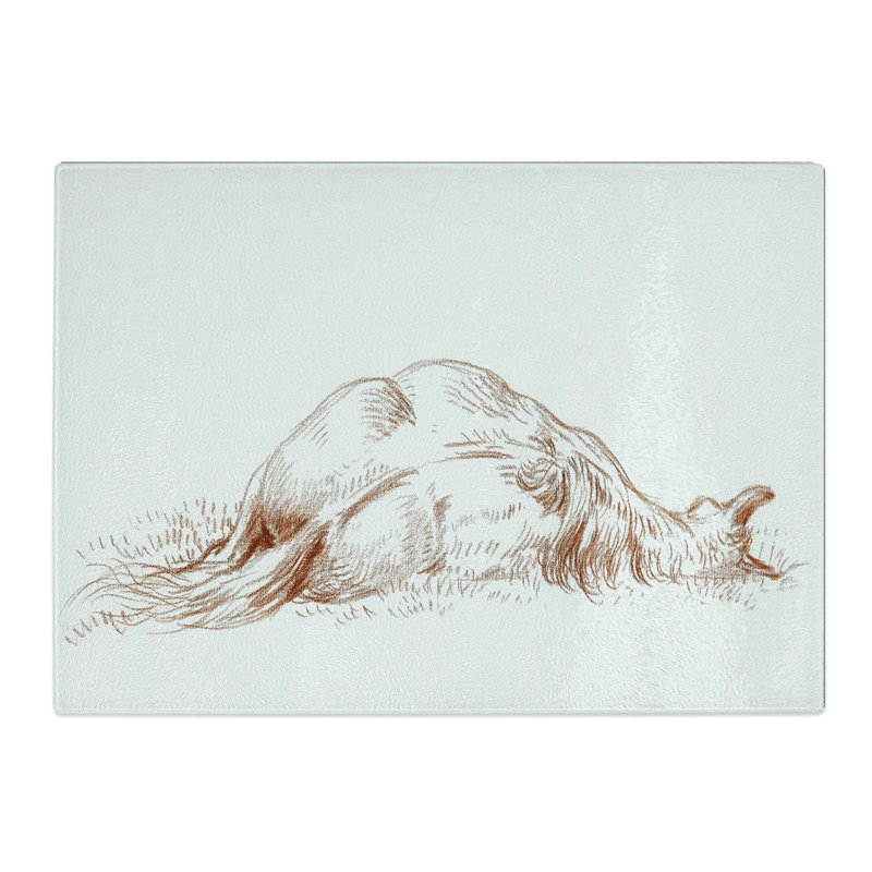 Tempered Glass Sleeping Horse by Jean Bernard Chopping Board, 39 cm W x 28.5 cm L