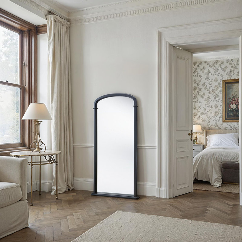 Refined Tall Georgian Mirror, Matte Black