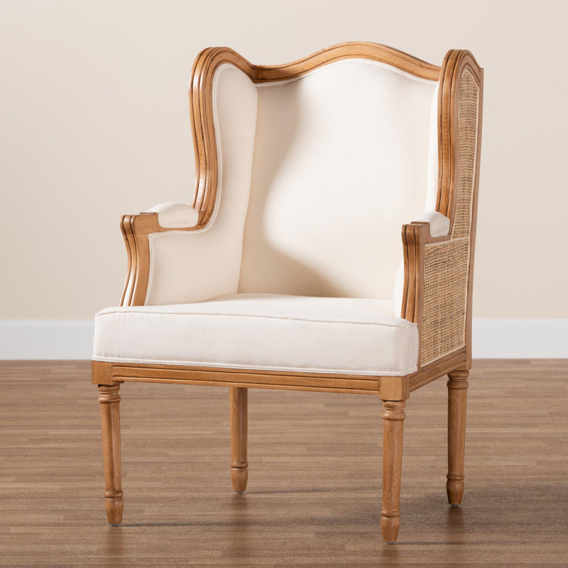 Alisson Upholstered Rattan and Bayur Wood Armchair