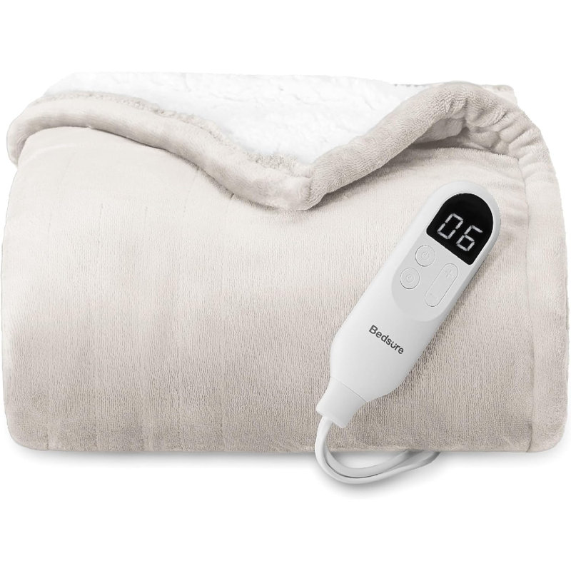 Couverture chauffante pour l'hiver, couverture électrique en flanelle douce avec 4 réglages de temps, 6 réglages de chauffage