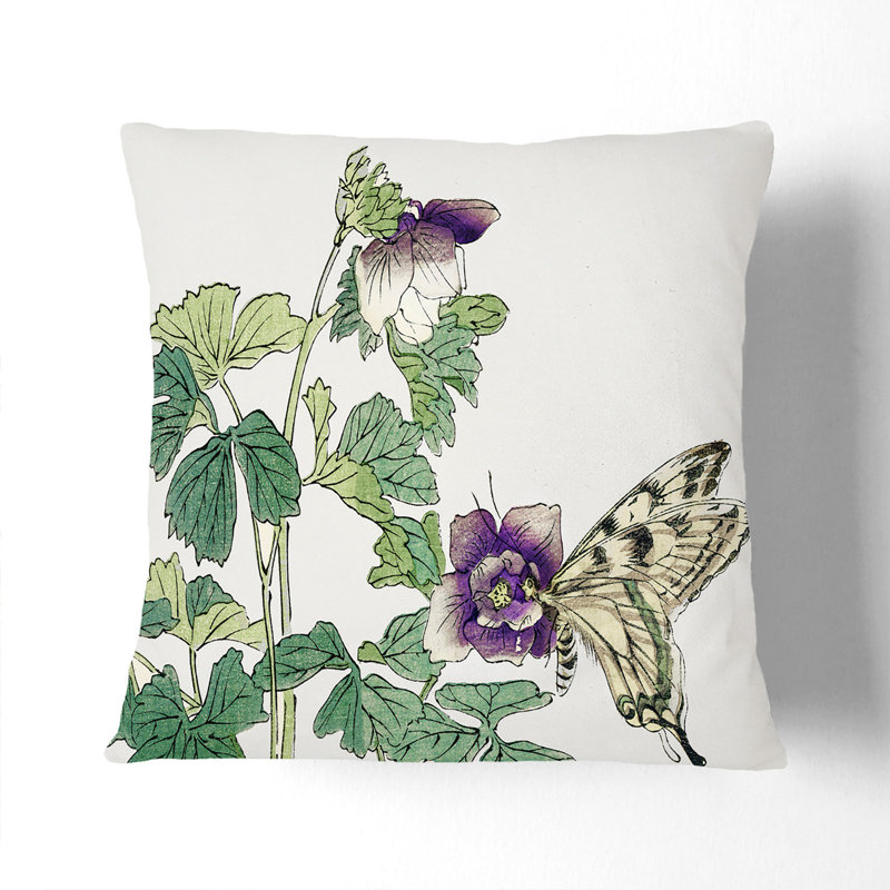 Floral Square Throw Cushion, 40cm H x 40cm W x 15cm D, Stone