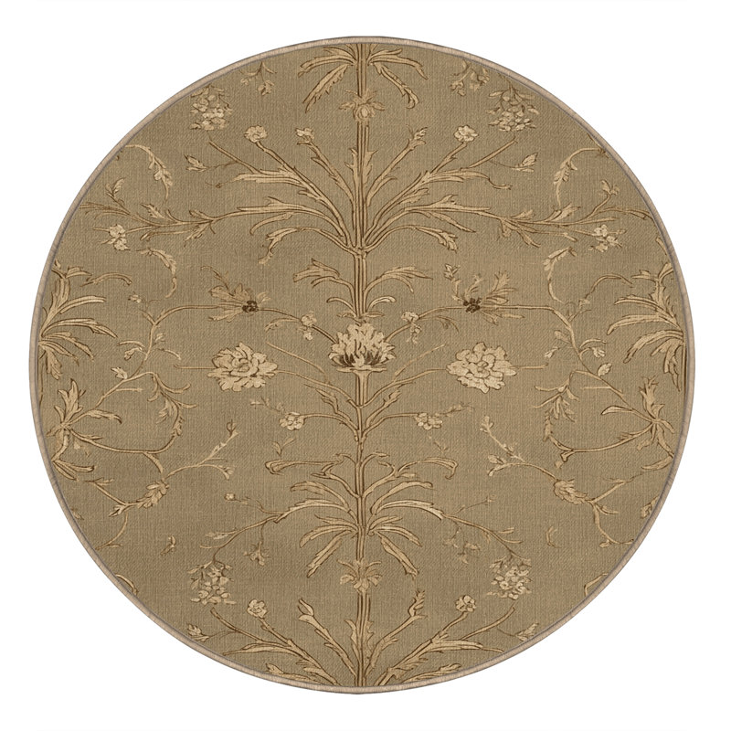 Tapis beige français lavable à la machine, Rond 3 pi