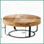Table basse ronde noire avec sculpture en bois & amp; Pieds en métal - Assemblage élégant et durable pour le salon