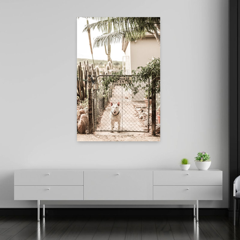Art contemporain, paysage abstrait, palmier, cactus, H 60 po x l 40 po