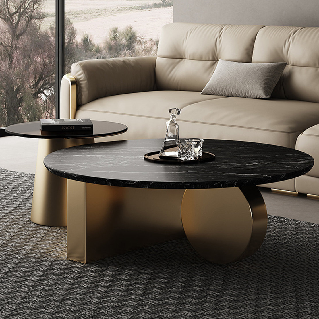 Everly Quinn Luxury Round Marble Coffee Table Set - Wayfair Canada
