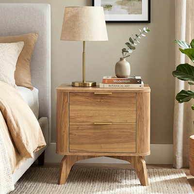 Table de chevet 2 tiroirs Axe, table de chevet avec tiroirs de rangement, table de chevet pour chambre à coucher, table de bout ou table d'appoint pour le salon, P 15,6 po x l 18,9 po x H 21,7 po