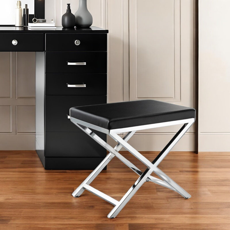 Fauteuil de coiffeuse 21 po noir et argent