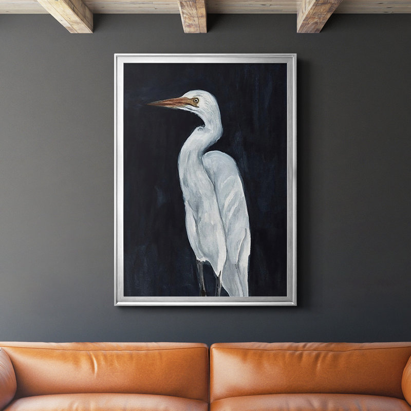 Calm Great Egret I - impression, Argent, H 36,5 po x l 26,5 po x P 1 po