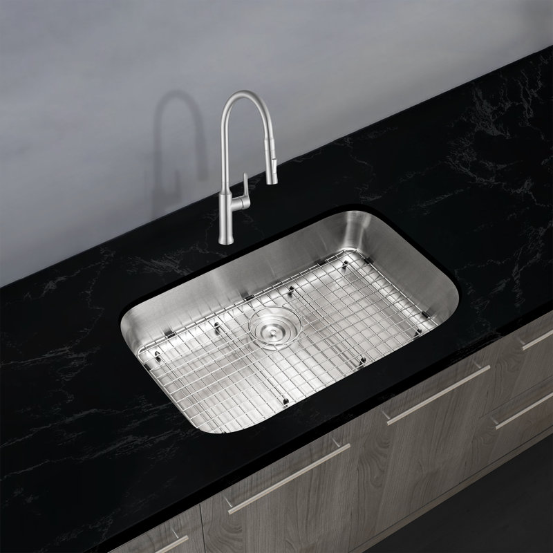 KBFmore Bowl Stainless Steel Kitchen Sink with Accessories, 3 Piece, 30"L x 18"W x 5.5"H - Single Bowl