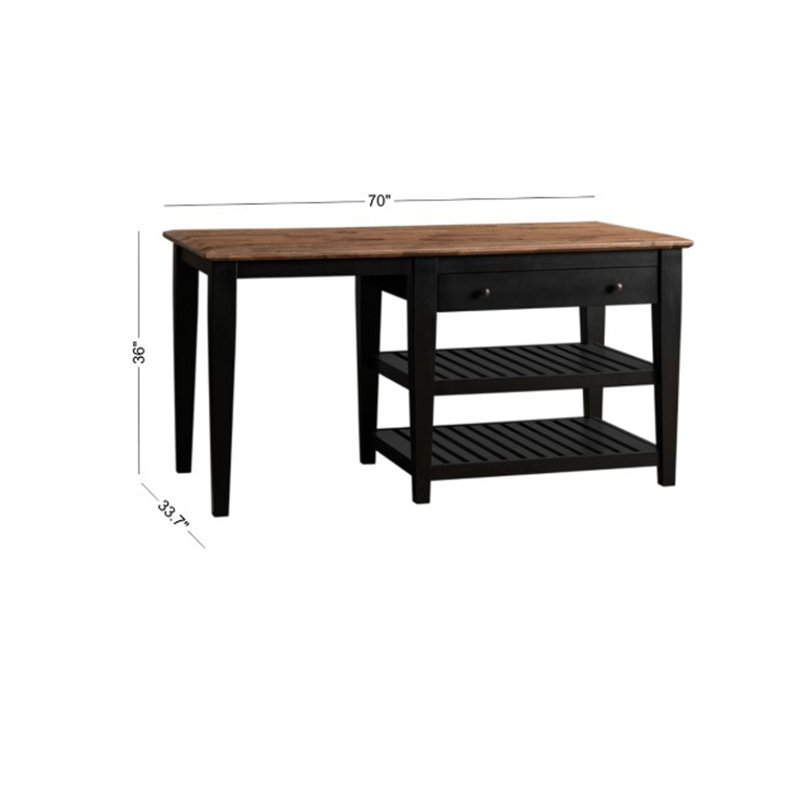 70 " W Kitchen Island with Solid Wood Top