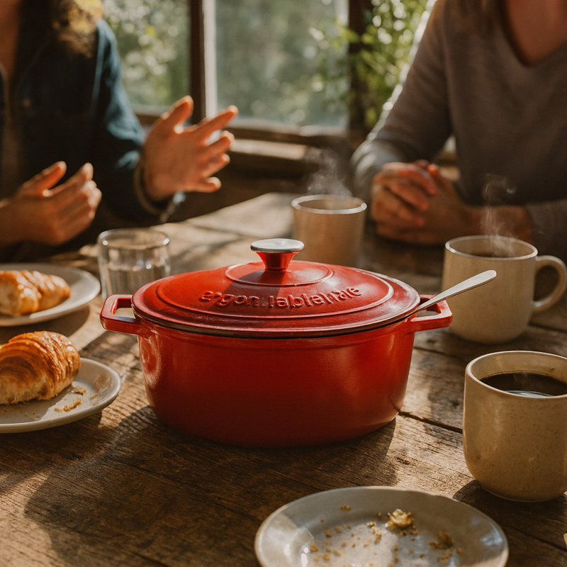 Argon Tableware - Oval Cast Iron Casserole Dish - 4.68L, Red