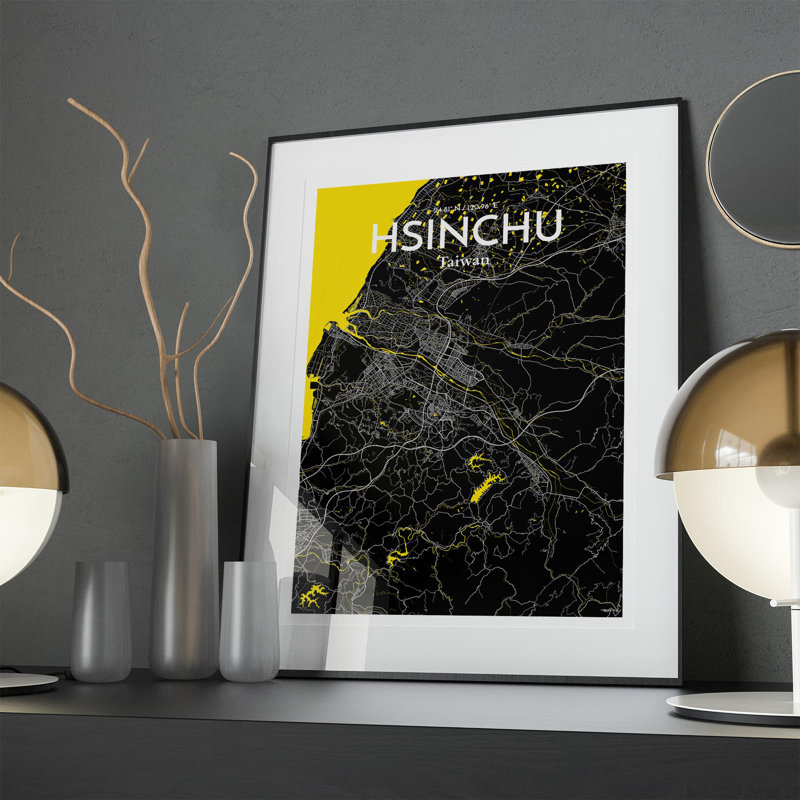 Hsinchu City Map In Times - No Frame Print, 27.6cm H x 19.7cm W x 0.05cm D