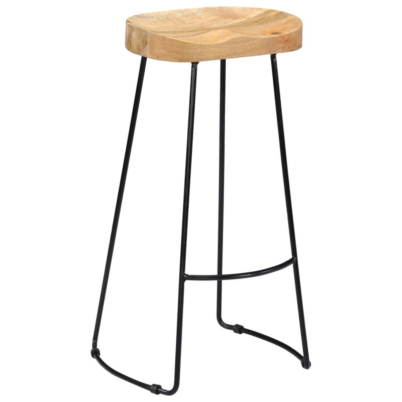 Fuchs Solid Wood Bar Stool with Solid Wood Frame, Black/Cream