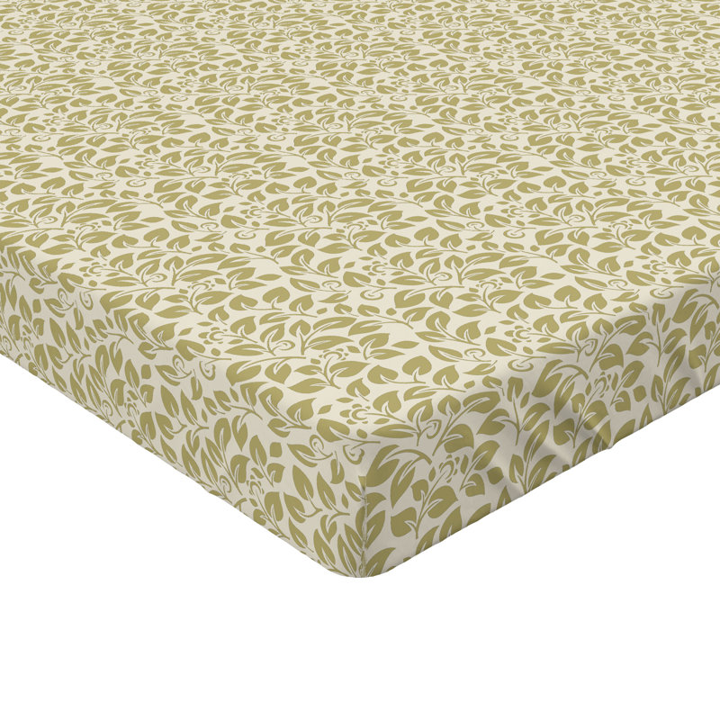 Ambesonne Nature Fitted Sheet Leaves Botanical Style Art, Twin Fitted Sheet, Avocado/Green/Khaki Floral