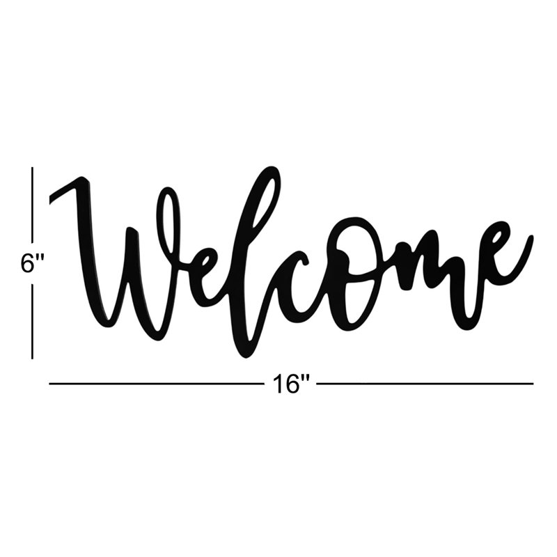 Art mural en métal Welcome Home, Noir