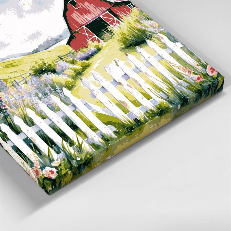 «Farm Picket Fence Beige», art mural sur toile, H 12 po x l 18 po