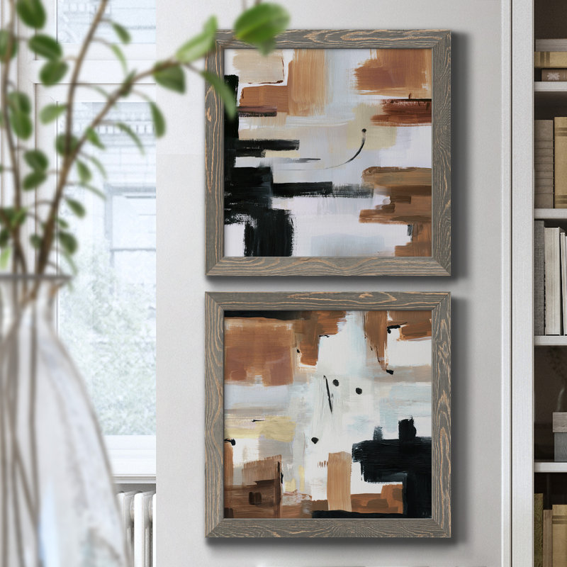 Plateau de montagne - ensemble de 2 peintures sur toile encadrées, Encadré gris, H 17 po x l 34 po x P 1,5 po