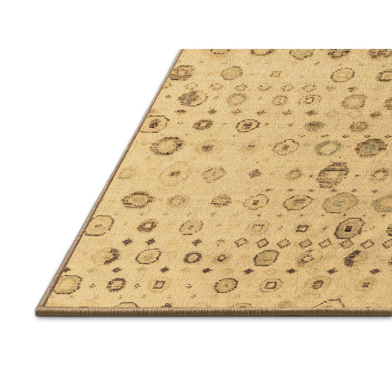 Tapis en laine / polyester tissé à la machine à pois brun clair, Rectangle 8 pi x 12 pi