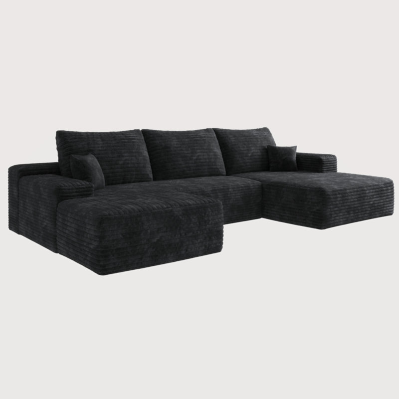 Modern Minimalist Upholstered Boneless Cloud Sectional Sofa Couches for Living Room, Deep Seat Corner Couch, No Assembly Required