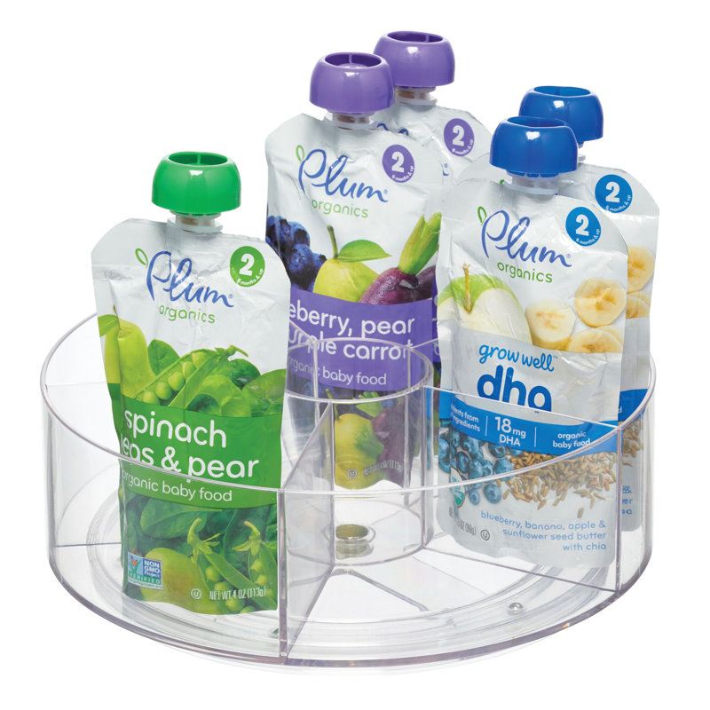 Clear BPA-Free Plastic 9" Rotating Tea Organizer with 5 Compartments