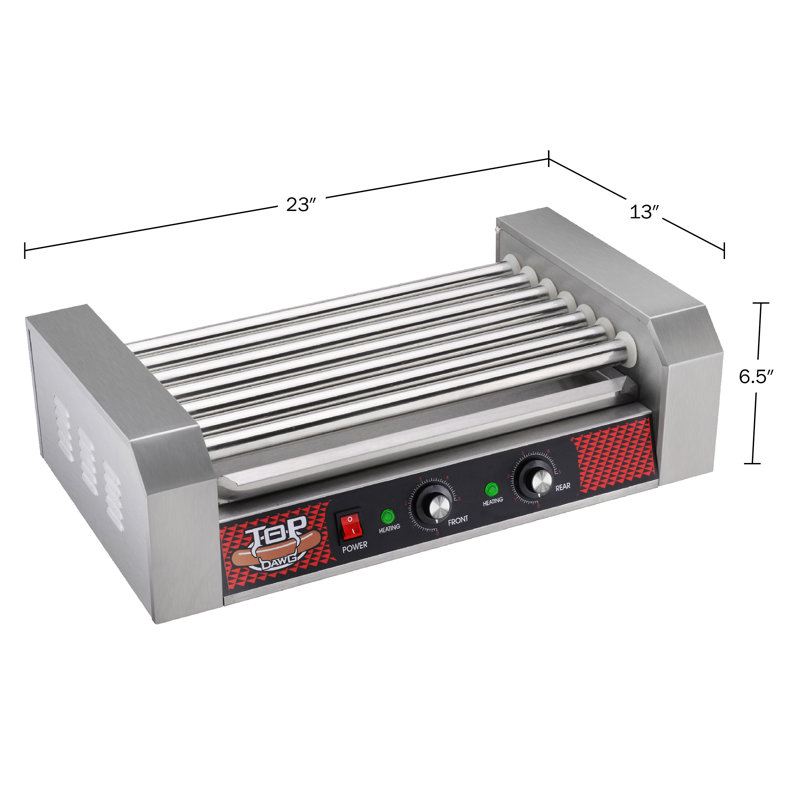 Hot Dog Roller Machine Non Stick Stainless-Steel Roller – Cooks 18 Hot Dogs By Great Northern Popcorn