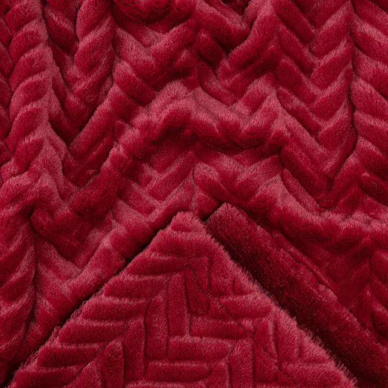  Jeté en fausse fourrure douce, Rouge / marron
