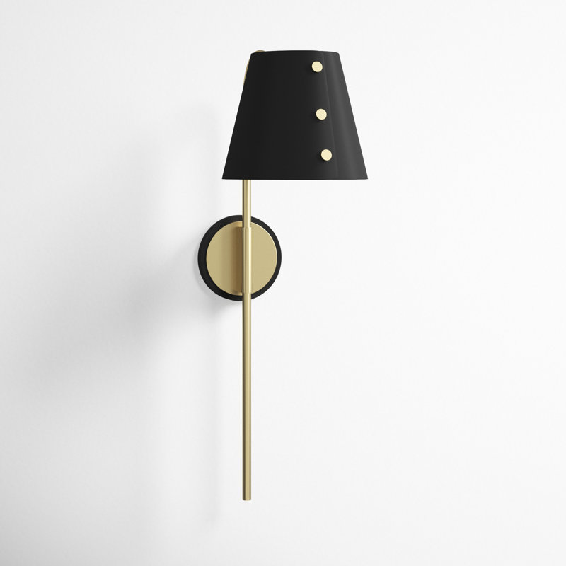 Daphne Plug-in Armed Sconce, Black, Aged Brass