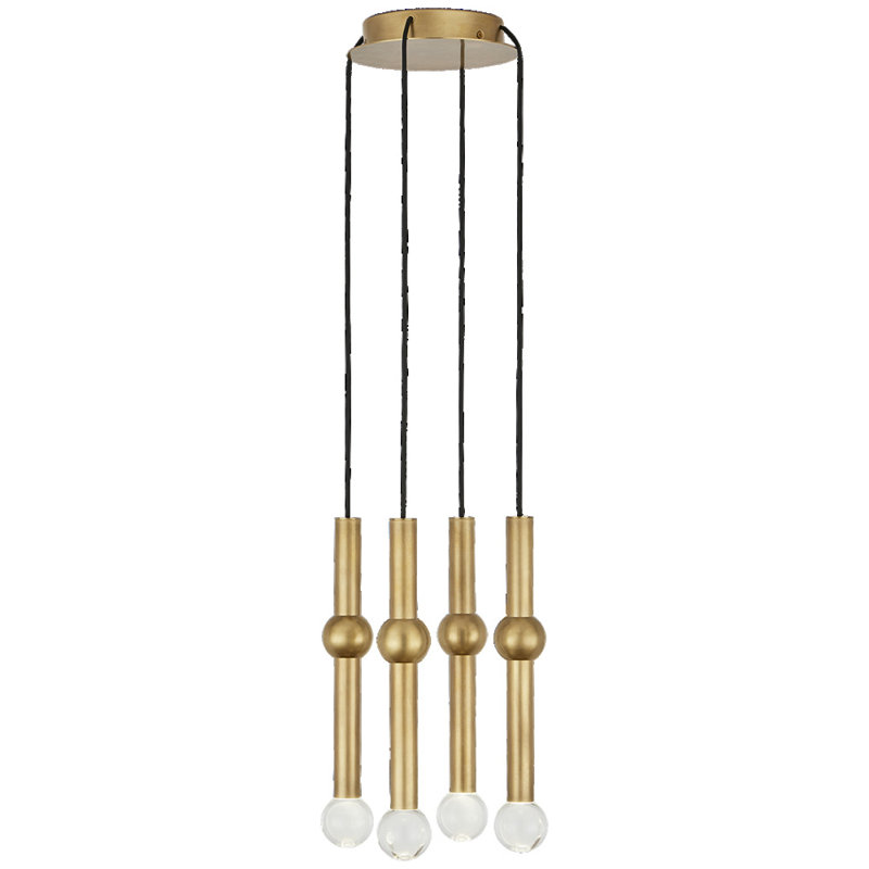 Guyed 4 - Light LED Pendant, Natural Brass