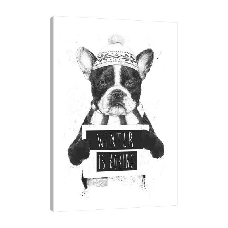 « winter is ennuyeuse », impression sur toile tendue, H 18 po x l 12 po x P 1,5 po, Toile tendue, Pas de tapis