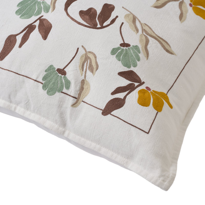 Bouquet Pillow Cover 20x20 Inch, White;Yellow;Brown
