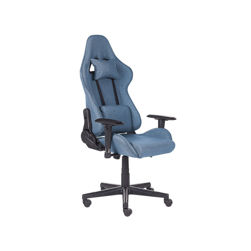 Inbox Zero Adjustable Faux Leather Swiveling PC & Racing Game Chair, Blue