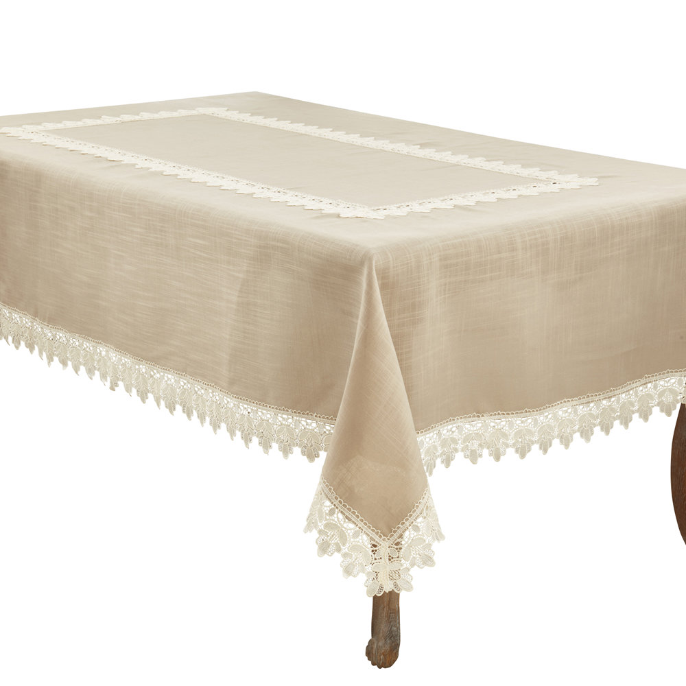 Bloomsbury Market Venetto Lace Trimmed Elegant Tablecloth | Wayfair