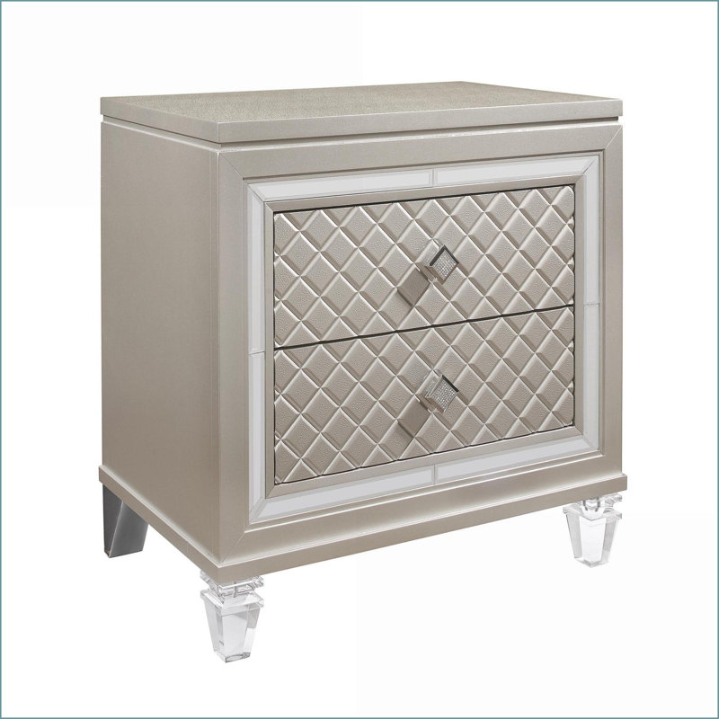 Table de chevet Glam Champagne avec tiroirs spacieux Pieds en acrylique