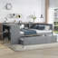Lit de jour en bois avec couchette, tiroirs de rangement et tablettes latérales-117170972-117170971