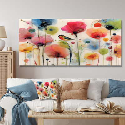 Aquarelle, jardins de coquelicots - impressions sur toile coquelicot, art floral rouge