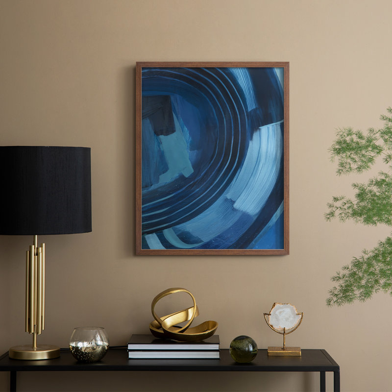 «Blue Sighs I», reproduction encadrée - bois massif, Noyer, H 30 po x l 24 po